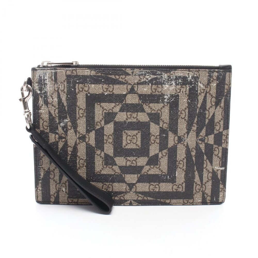 Gucci GG Kaleido Beige Shoulder Bag Clutch Canvas Leather